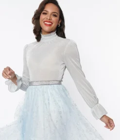 Unique Vintage Silver Mesh Donna Blouse