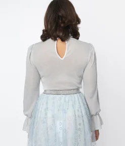 Unique Vintage Silver Mesh Donna Blouse