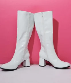 Unique Vintage White Patent Gogo Boot