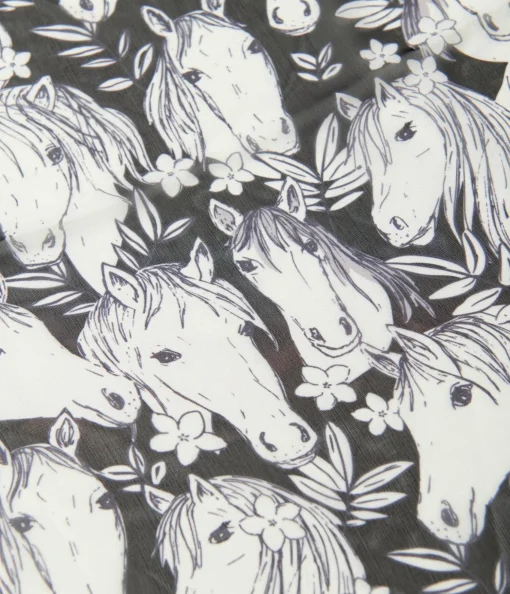 Unique Vintage Wild Horses Print Hair Scarf