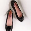 Vintage Style Black Leatherette & Geometric Gem Ballet Flats
