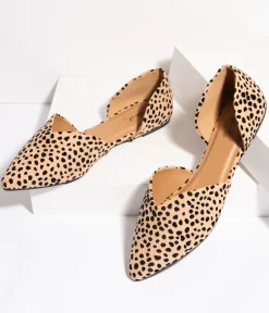 Vintage Style Cheetah Suede dOrsay Flats