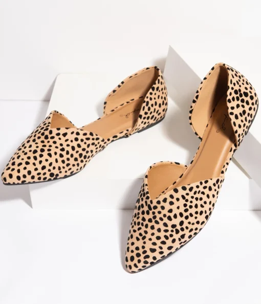 Vintage Style Cheetah Suede dOrsay Flats