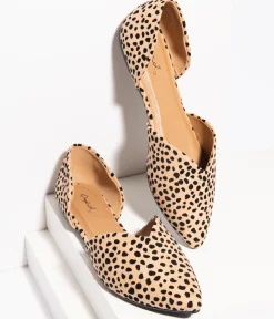 Vintage Style Cheetah Suede dOrsay Flats