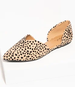 Vintage Style Cheetah Suede dOrsay Flats