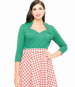 Voodoo Vixen 1950s Green Jersery Knit Top