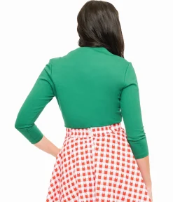 Voodoo Vixen 1950s Green Jersery Knit Top