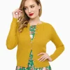 Voodoo Vixen 1950s Mustard Yellow Textured Cardigan