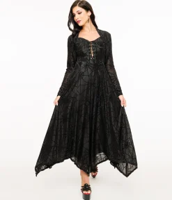 Wax Poetic Black Spiderweb Willow Maxi Dress & Bolero Set