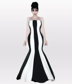Weasel Wear Black & White Striped Sandworm Gown