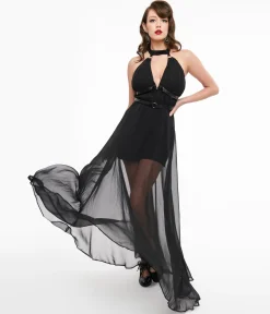 Weasel Wear Black Ruched Harness Meggy Gown