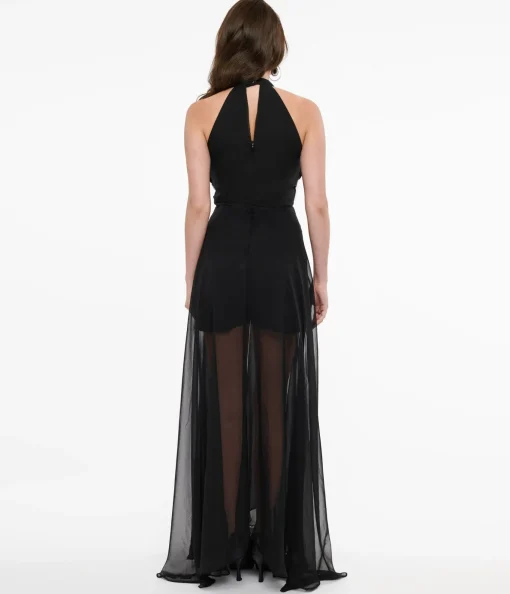 Weasel Wear Black Ruched Harness Meggy Gown