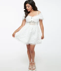 White Goth Lace Mini Dress