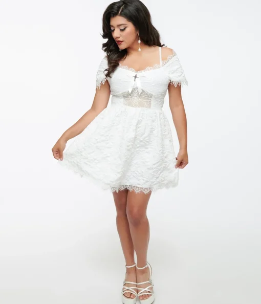 White Goth Lace Mini Dress