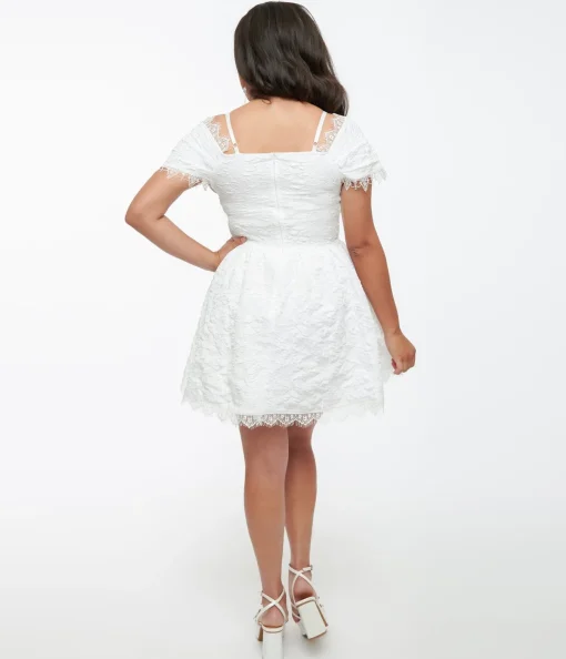 White Goth Lace Mini Dress