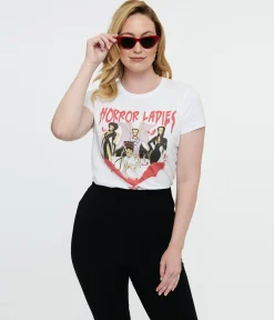 White Horror Ladies Fitted Graphic Tee