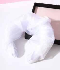 White Organza Wave Padded Headband