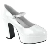 White Patent Heel Mary Jane Pumps