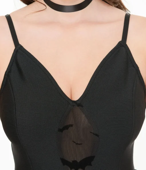 Witchwood Bags Black Velvet Bat Fit & Flare Dress