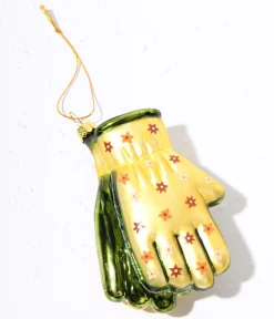Yellow & Green Gardening Gloves Glass Ornament