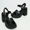 Y2K Black Leatherette Chunky Platform Heels