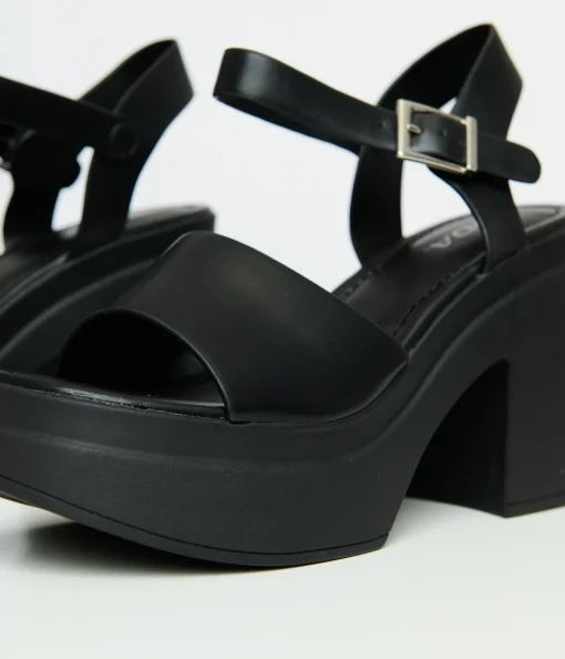 Y2K Black Leatherette Chunky Platform Heels