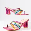 Y2K Rainbow & Pink Metallic Heel Sandals